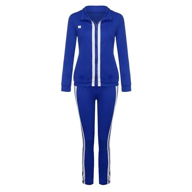 2019 New Fashion Women Solid Color Print Sport Suits Stitching Top And Pants Clothe Sports Set Outdoor Fitness Set Clothing