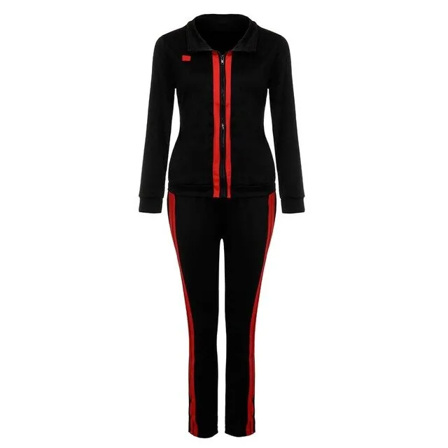 2019 New Fashion Women Solid Color Print Sport Suits Stitching Top And Pants Clothe Sports Set Outdoor Fitness Set Clothing