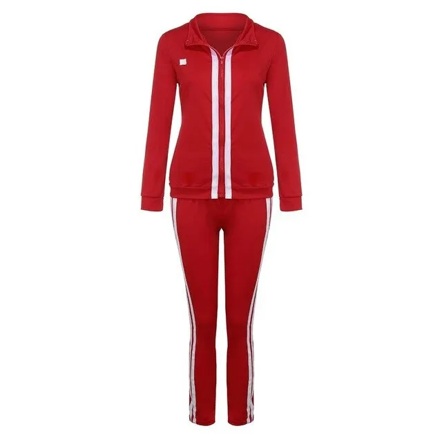 2019 New Fashion Women Solid Color Print Sport Suits Stitching Top And Pants Clothe Sports Set Outdoor Fitness Set Clothing