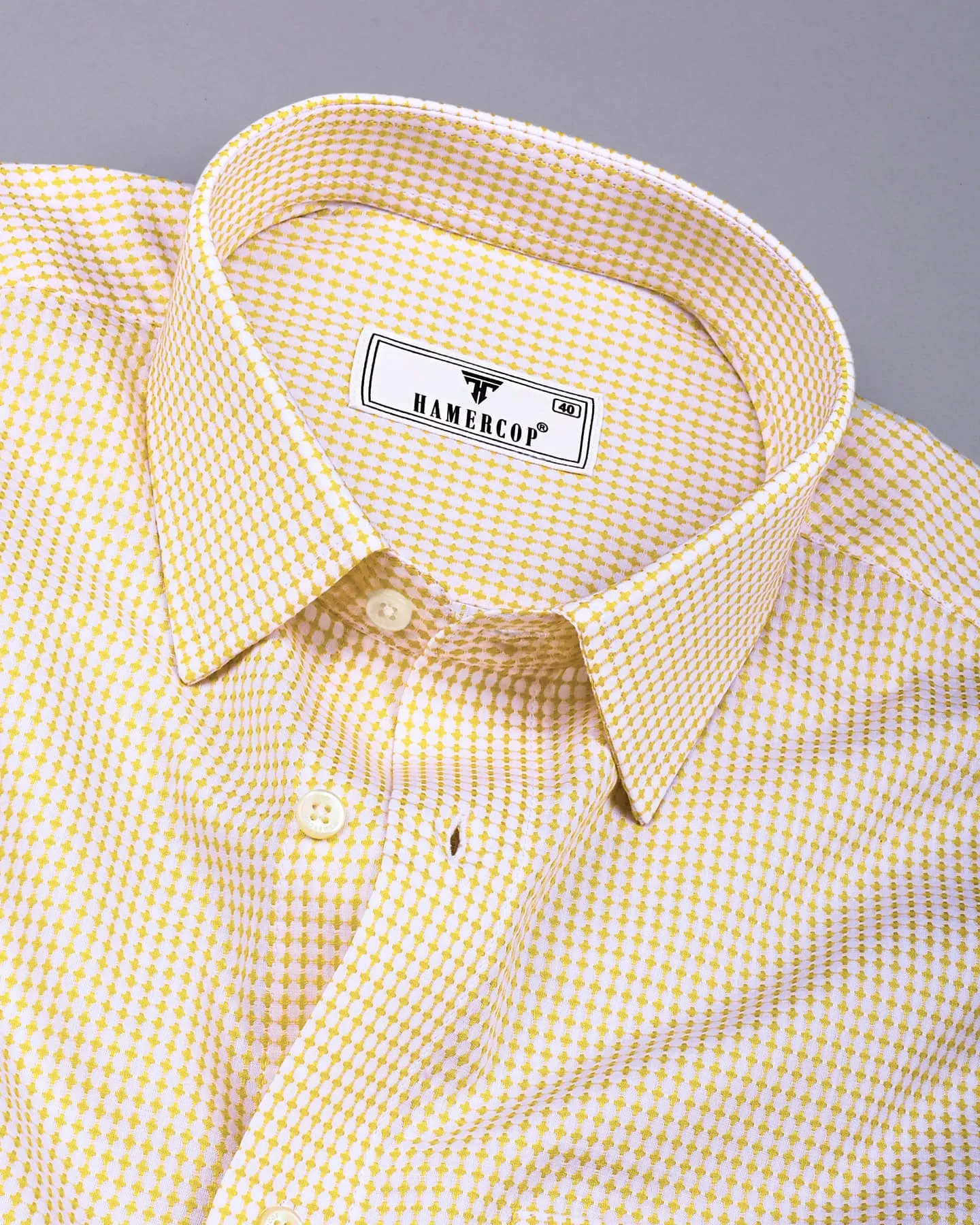 Athos Yellow With White Dobby Check Premium Giza Shirt