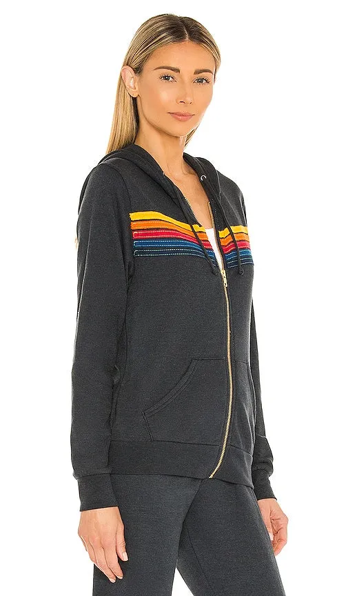 Aviator Nation 5 Stripe Hoodie in Black