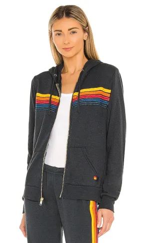 Aviator Nation 5 Stripe Hoodie in Black
