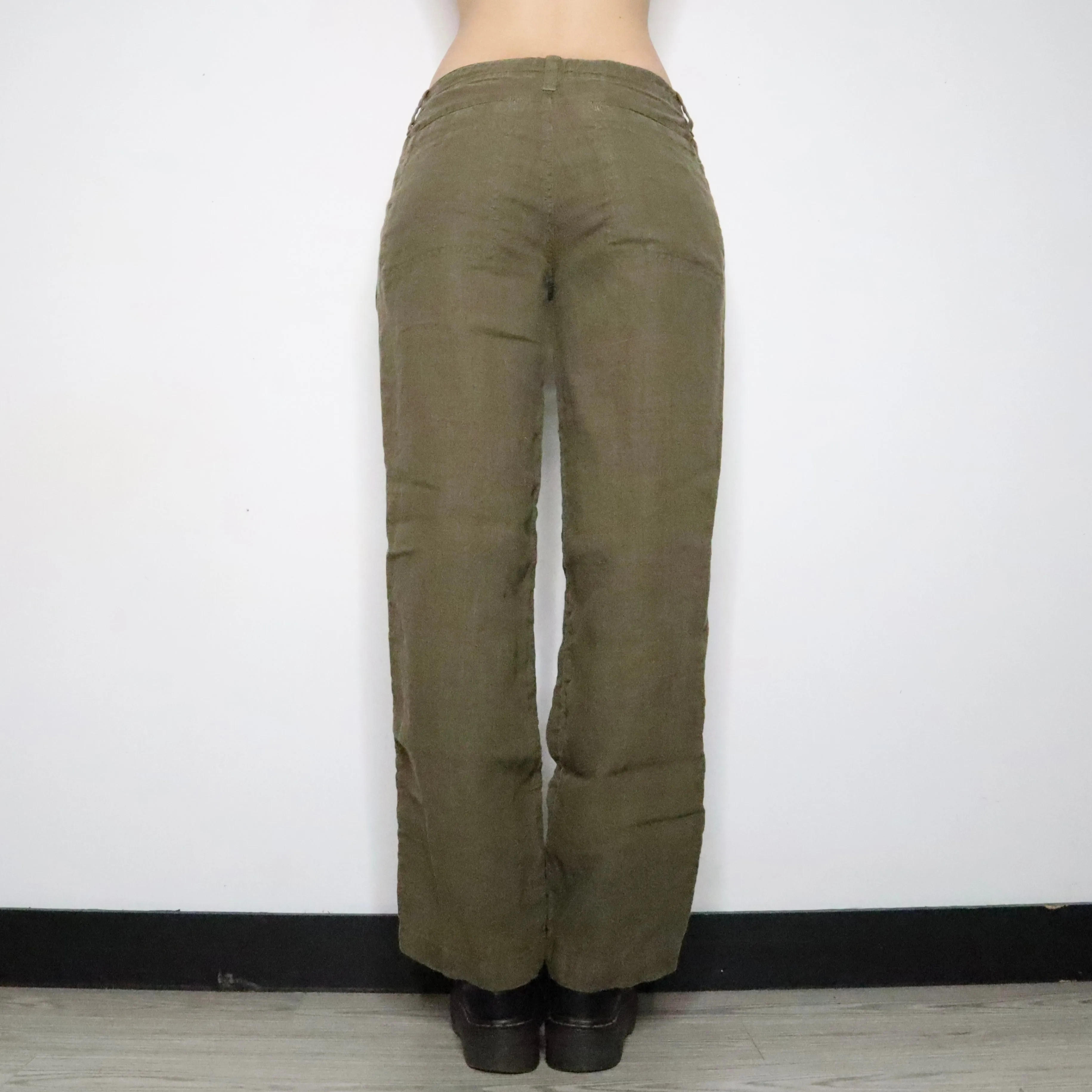 Baggy Green Linen Pants (Small)
