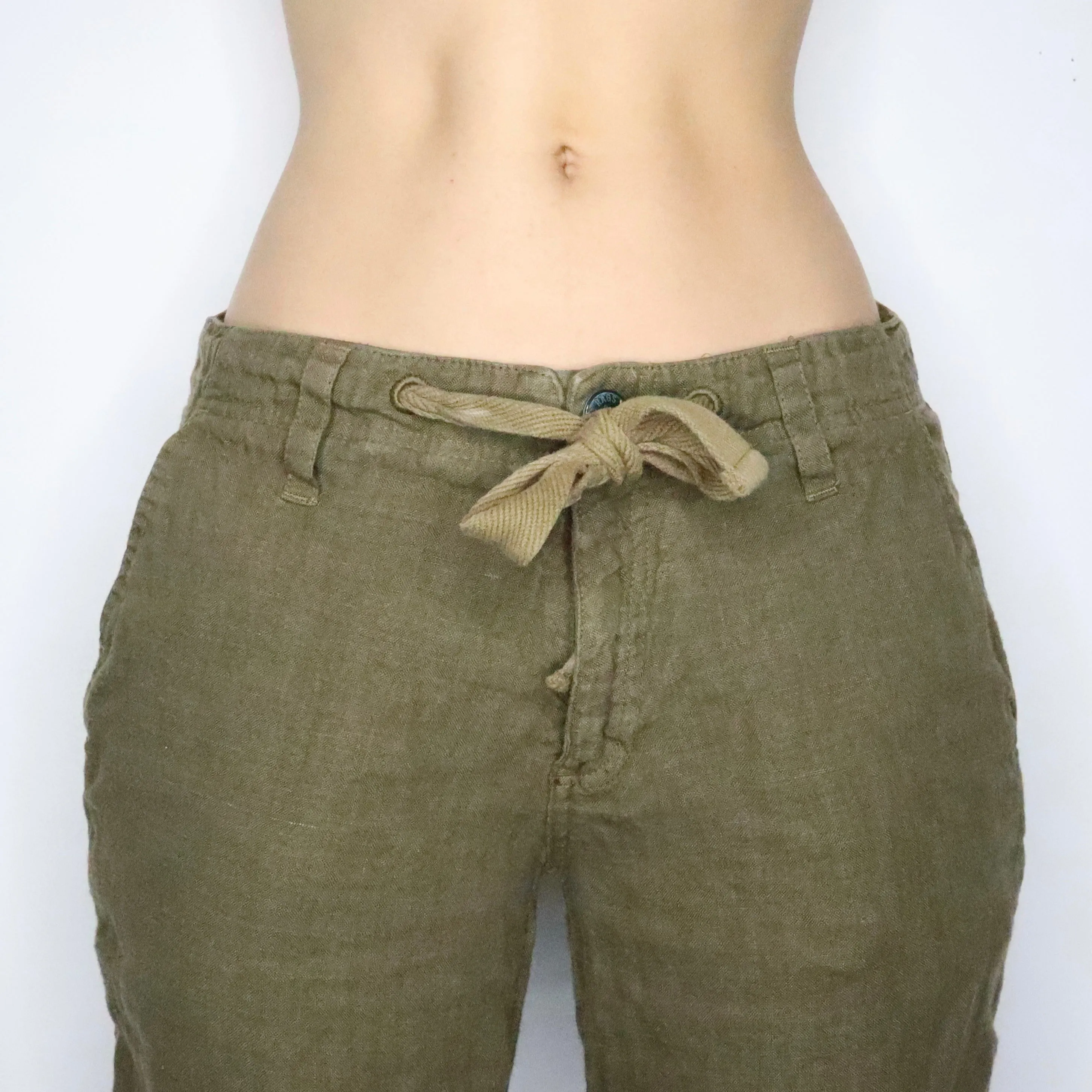 Baggy Green Linen Pants (Small)