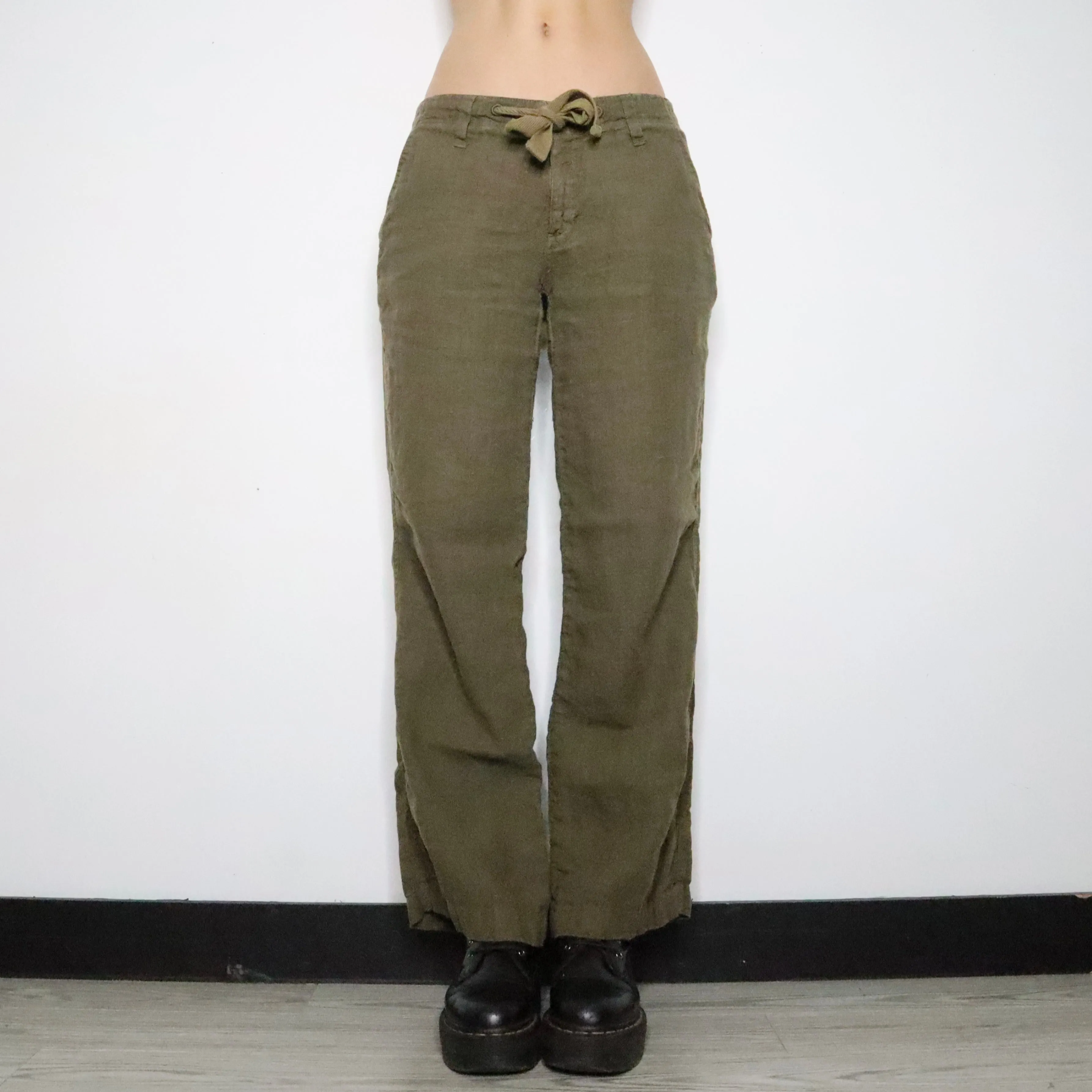 Baggy Green Linen Pants (Small)