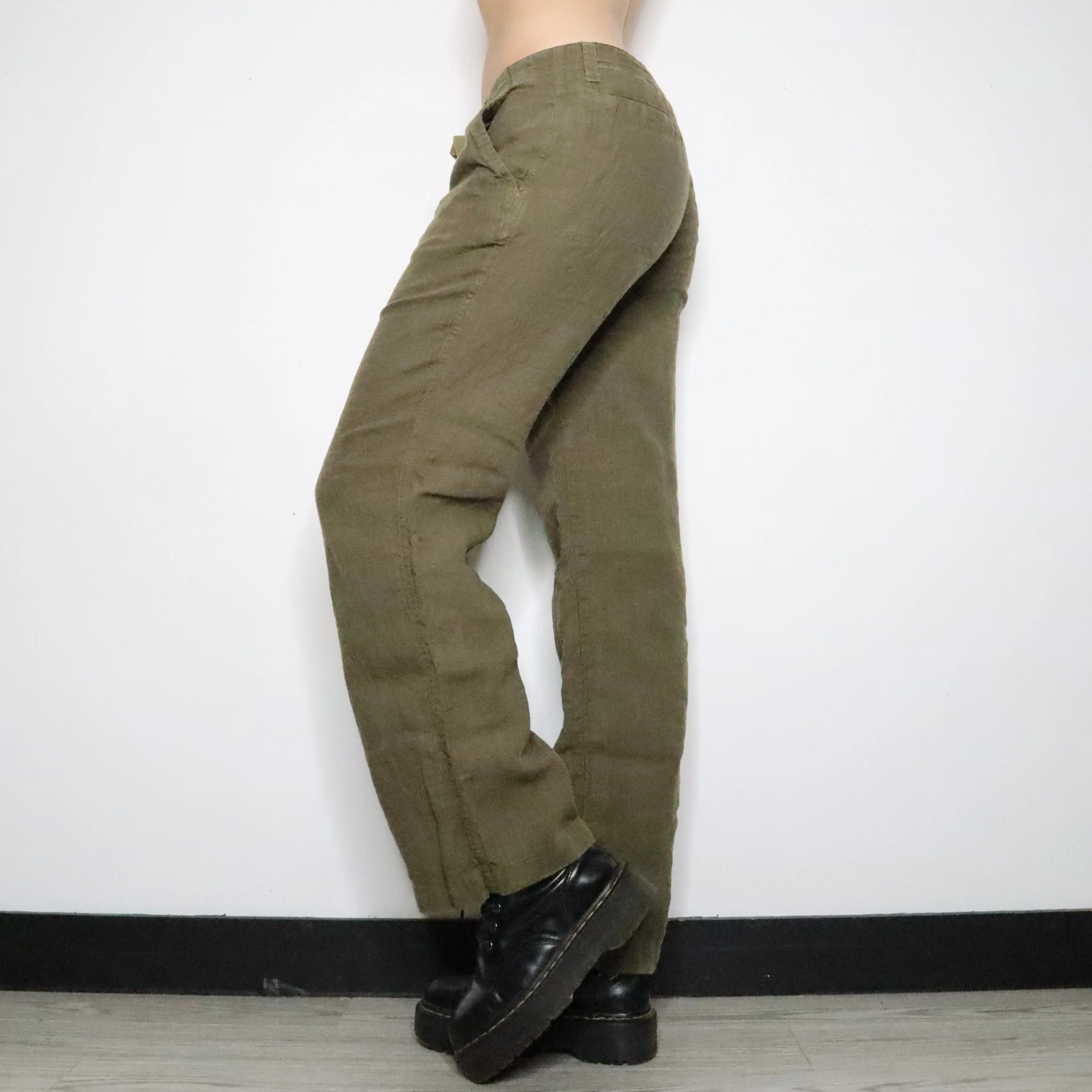 Baggy Green Linen Pants (Small)