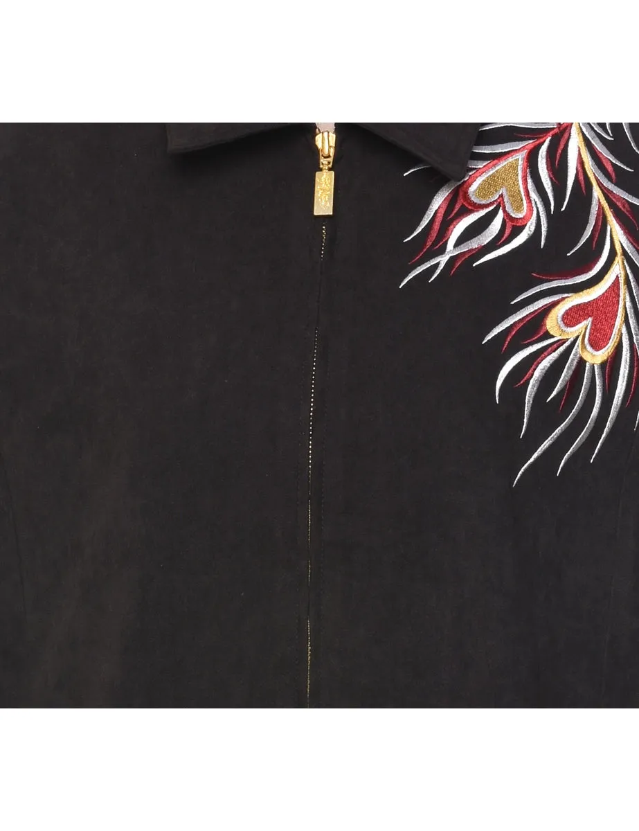 Black & Multi-Colour Bob Mackie Embroidered Jacket - S