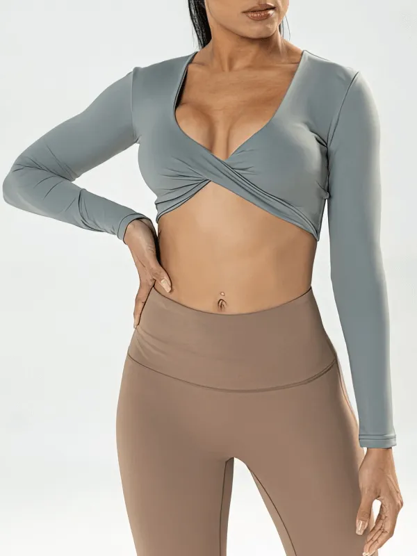 Fashion Cropped Sporty Women's Long Sleeves Top - SF1333