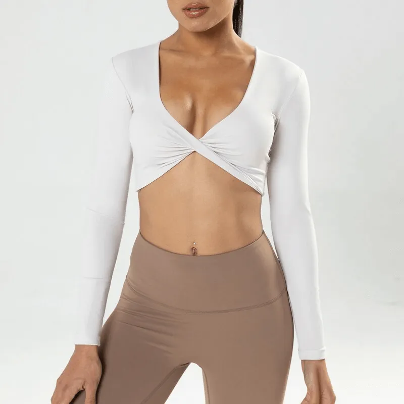 Fashion Cropped Sporty Women's Long Sleeves Top - SF1333