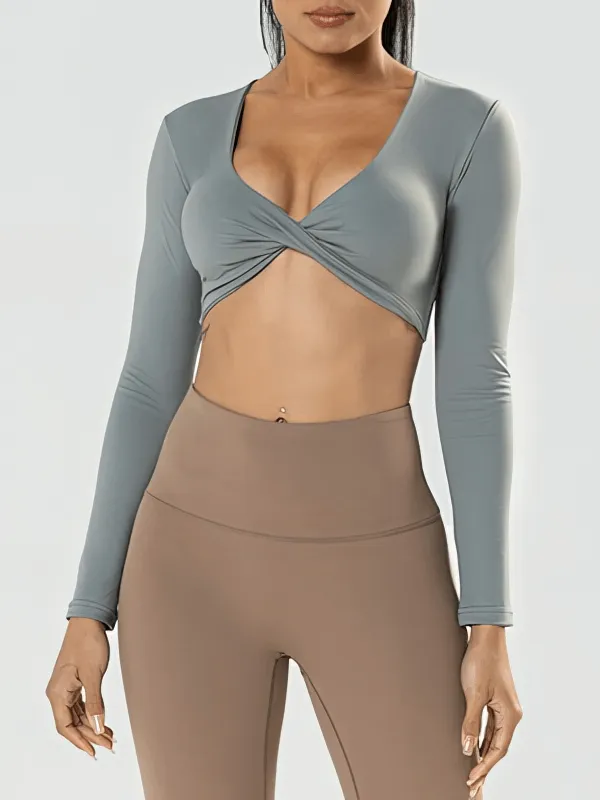 Fashion Cropped Sporty Women's Long Sleeves Top - SF1333