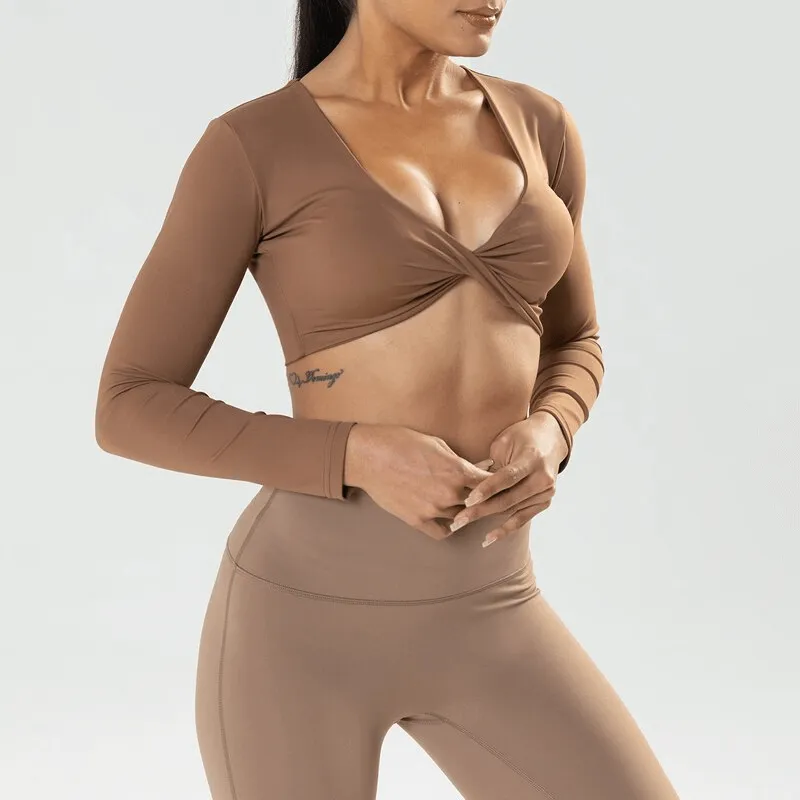 Fashion Cropped Sporty Women's Long Sleeves Top - SF1333
