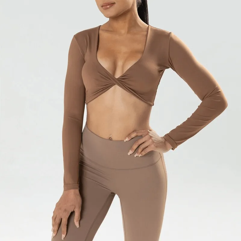 Fashion Cropped Sporty Women's Long Sleeves Top - SF1333