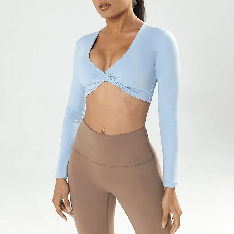 Fashion Cropped Sporty Women's Long Sleeves Top - SF1333