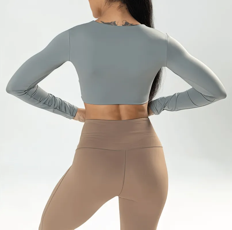 Fashion Cropped Sporty Women's Long Sleeves Top - SF1333