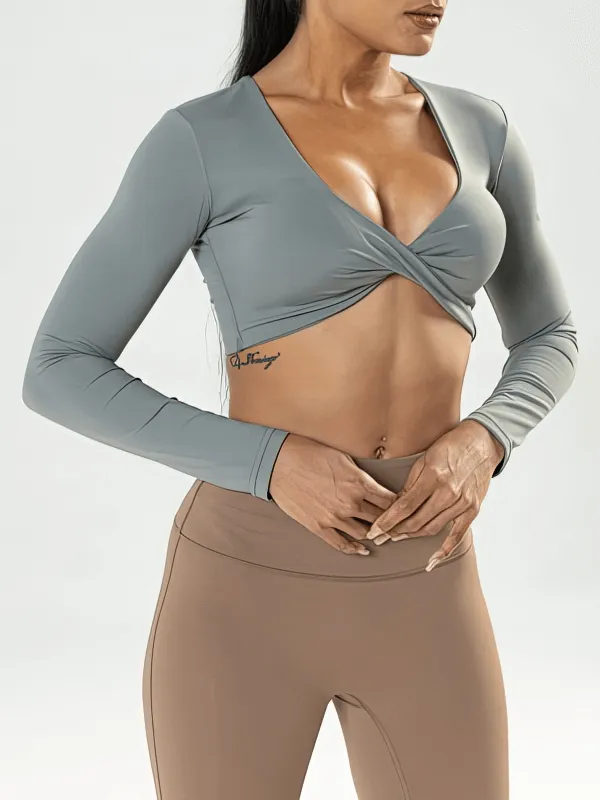 Fashion Cropped Sporty Women's Long Sleeves Top - SF1333