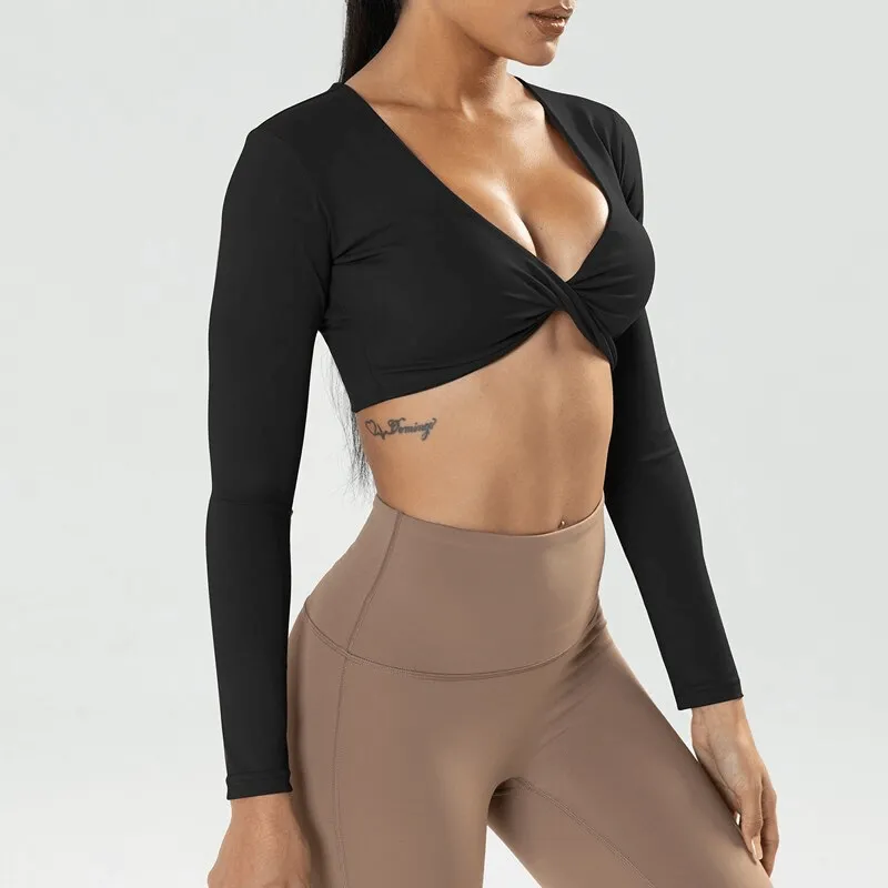Fashion Cropped Sporty Women's Long Sleeves Top - SF1333