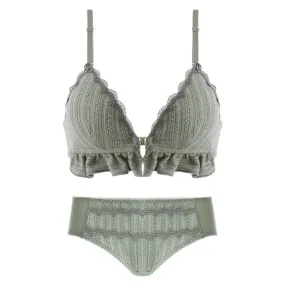 Front Buckle Triangle Bra Set