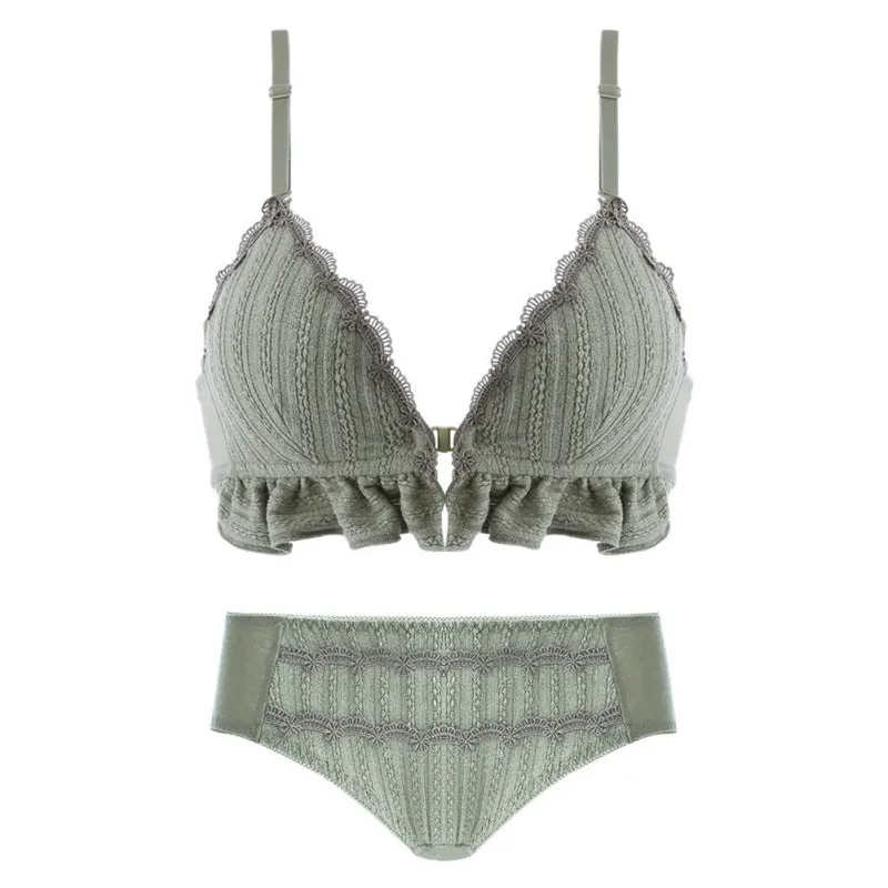 Front Buckle Triangle Bra Set