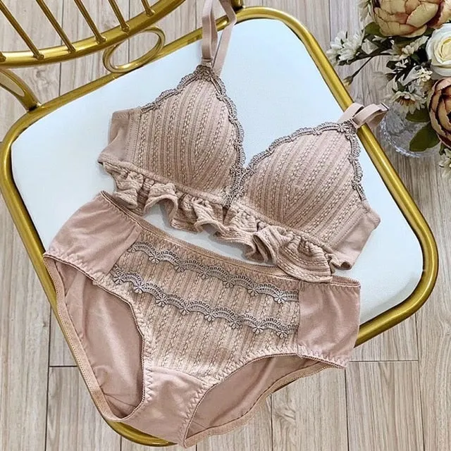 Front Buckle Triangle Bra Set