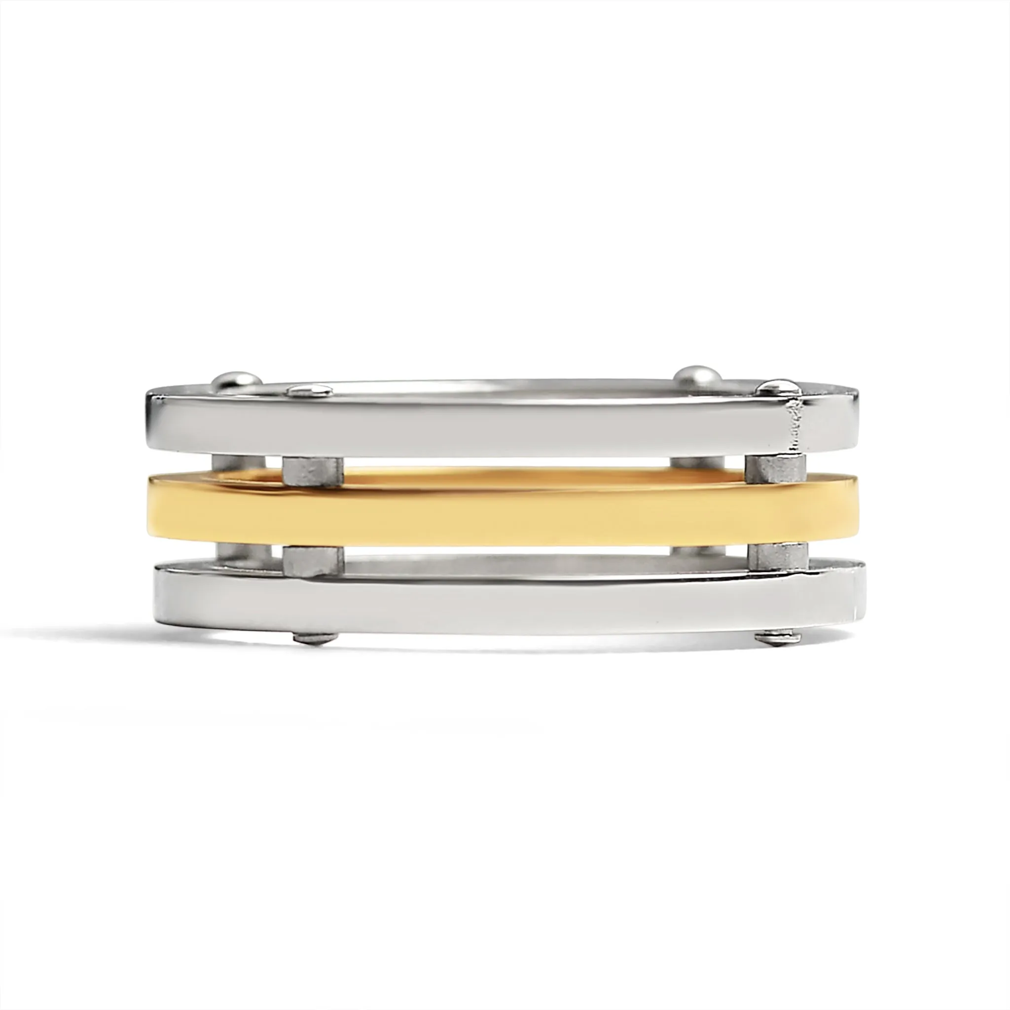 Gold PVD Coated Spaced Stainless Steel Ring / SSS0260