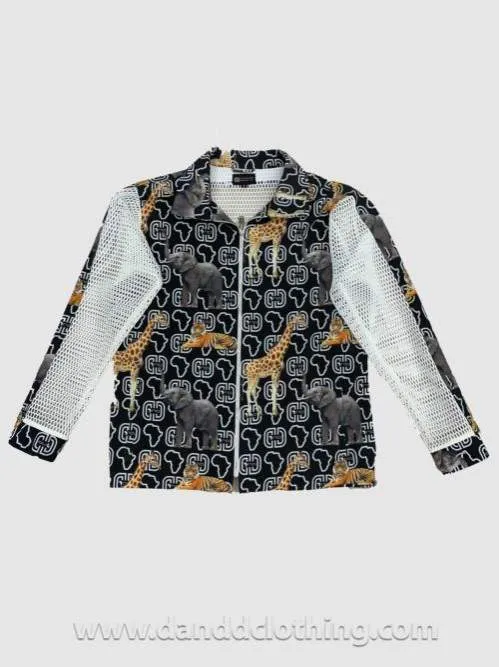 Jacket Elephants Black D&D Print