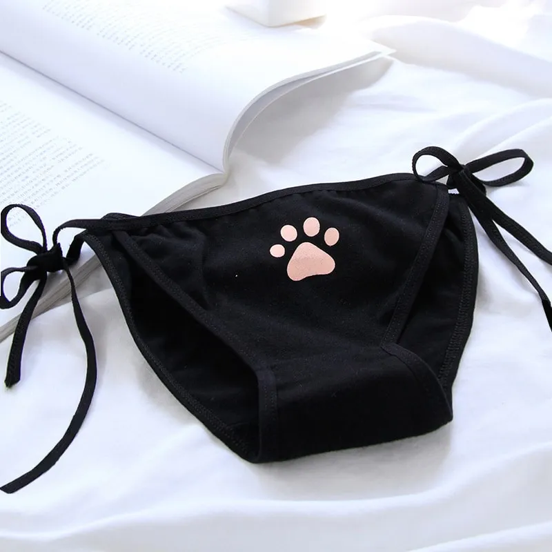 Kawaii Anime Cat Paw Tie Panties