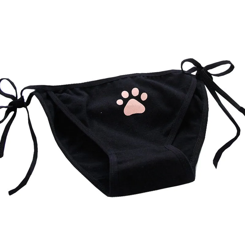 Kawaii Anime Cat Paw Tie Panties