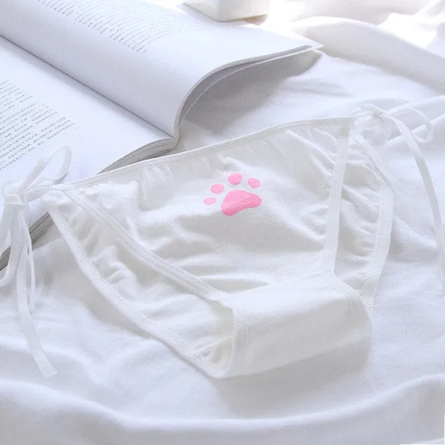 Kawaii Anime Cat Paw Tie Panties