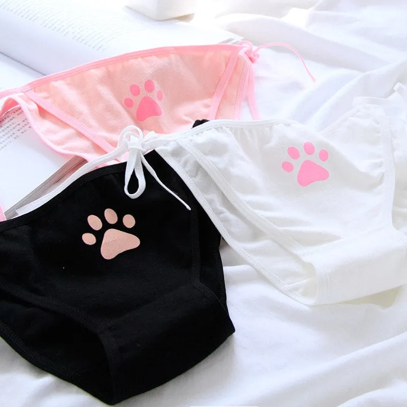 Kawaii Anime Cat Paw Tie Panties