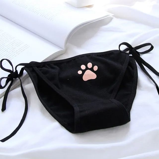 Kawaii Anime Cat Paw Tie Panties