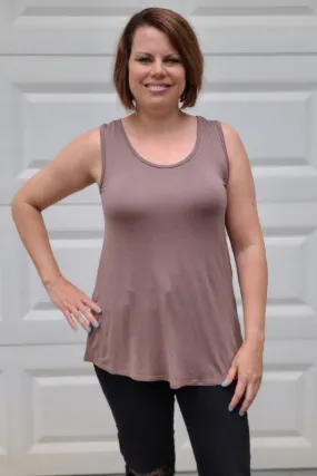 Knit Scoop Neck Tank Top in Mocha