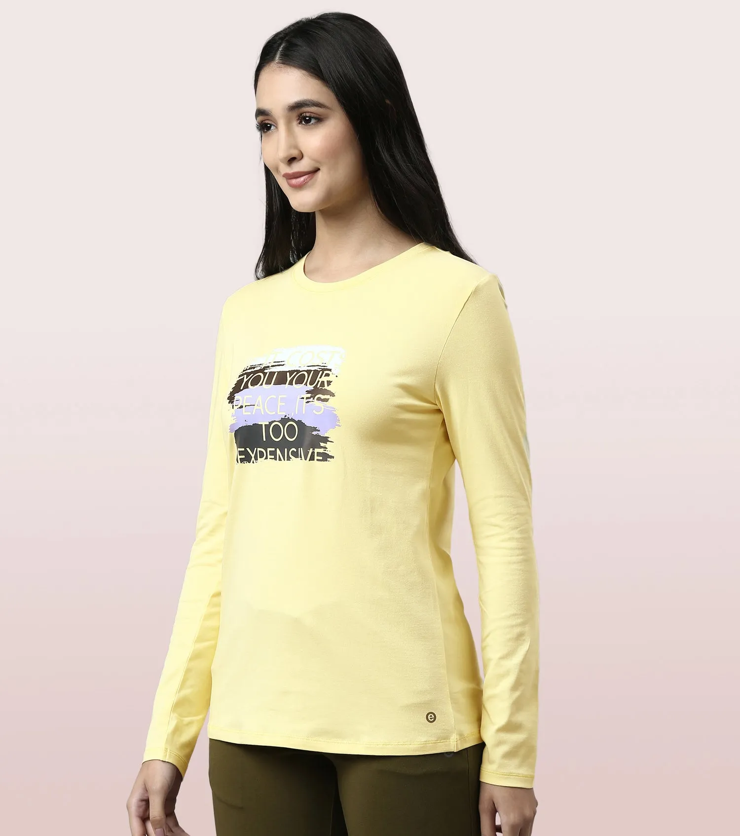 Long Sleeve Basic Crew Tee – Graphic Print | Crew Neck Basic Stretch Cotton Tee