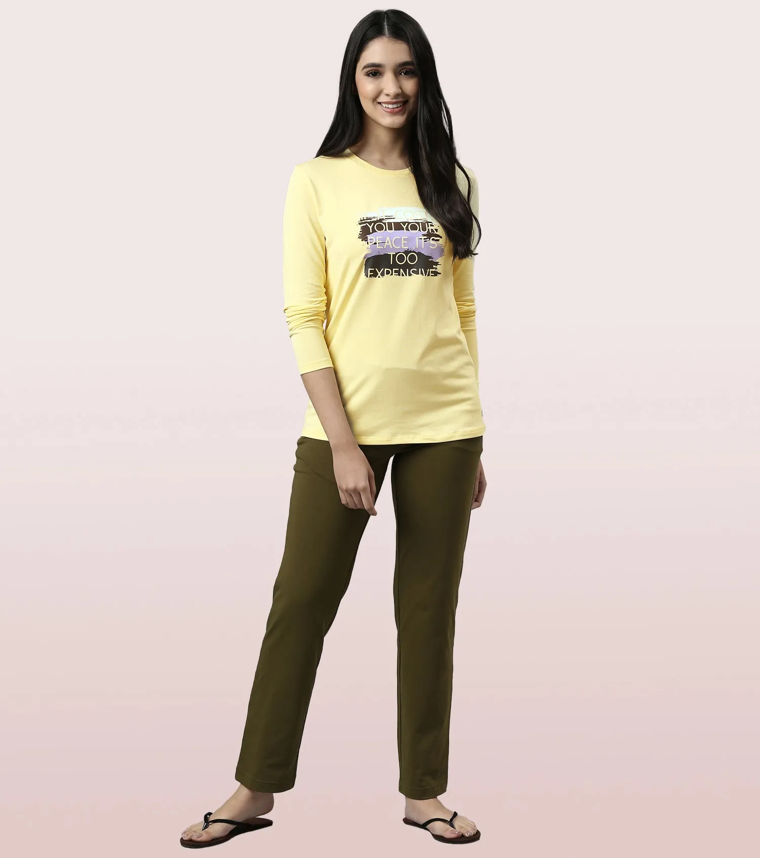 Long Sleeve Basic Crew Tee – Graphic Print | Crew Neck Basic Stretch Cotton Tee