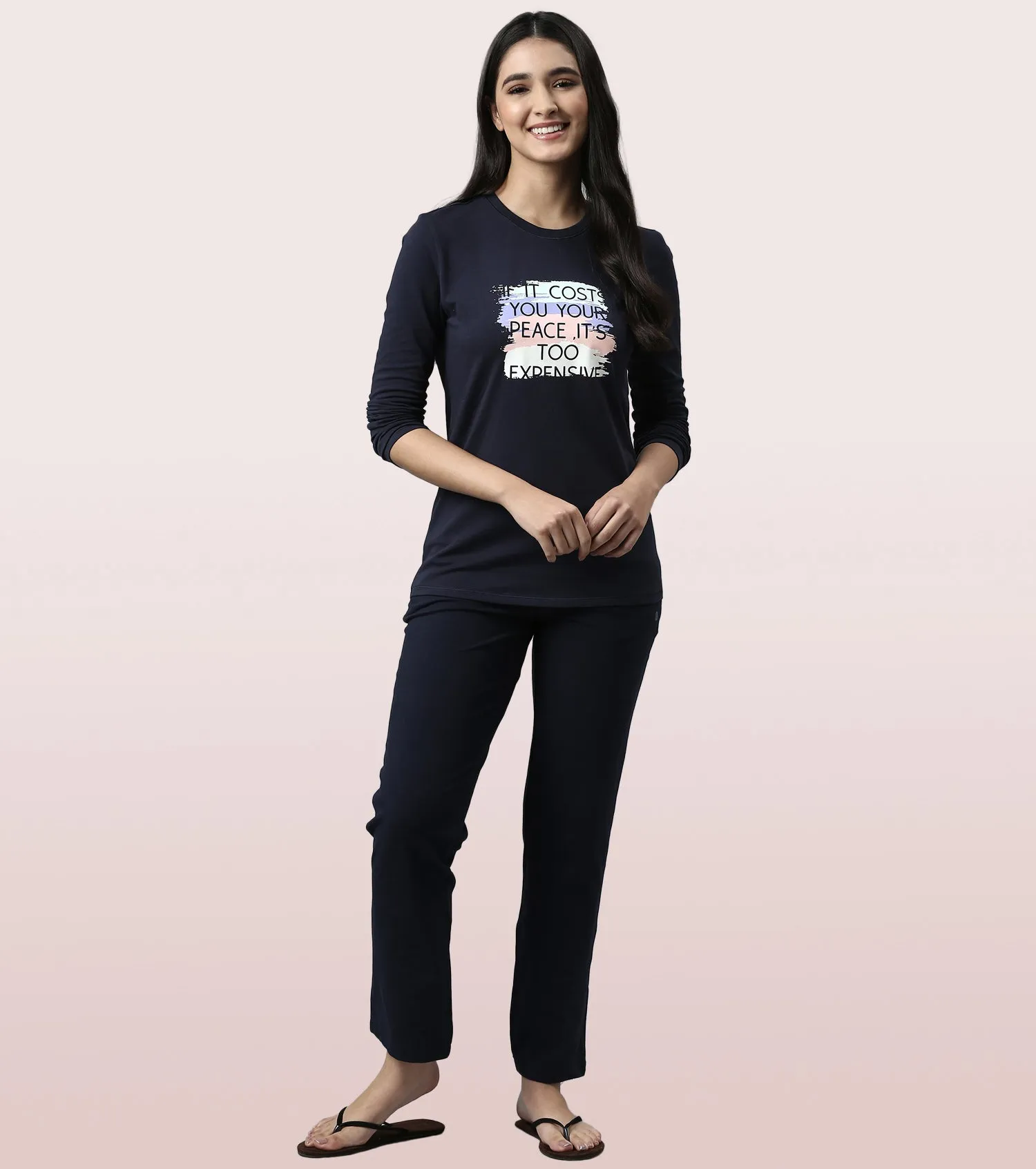 Long Sleeve Basic Crew Tee – Graphic Print | Crew Neck Basic Stretch Cotton Tee