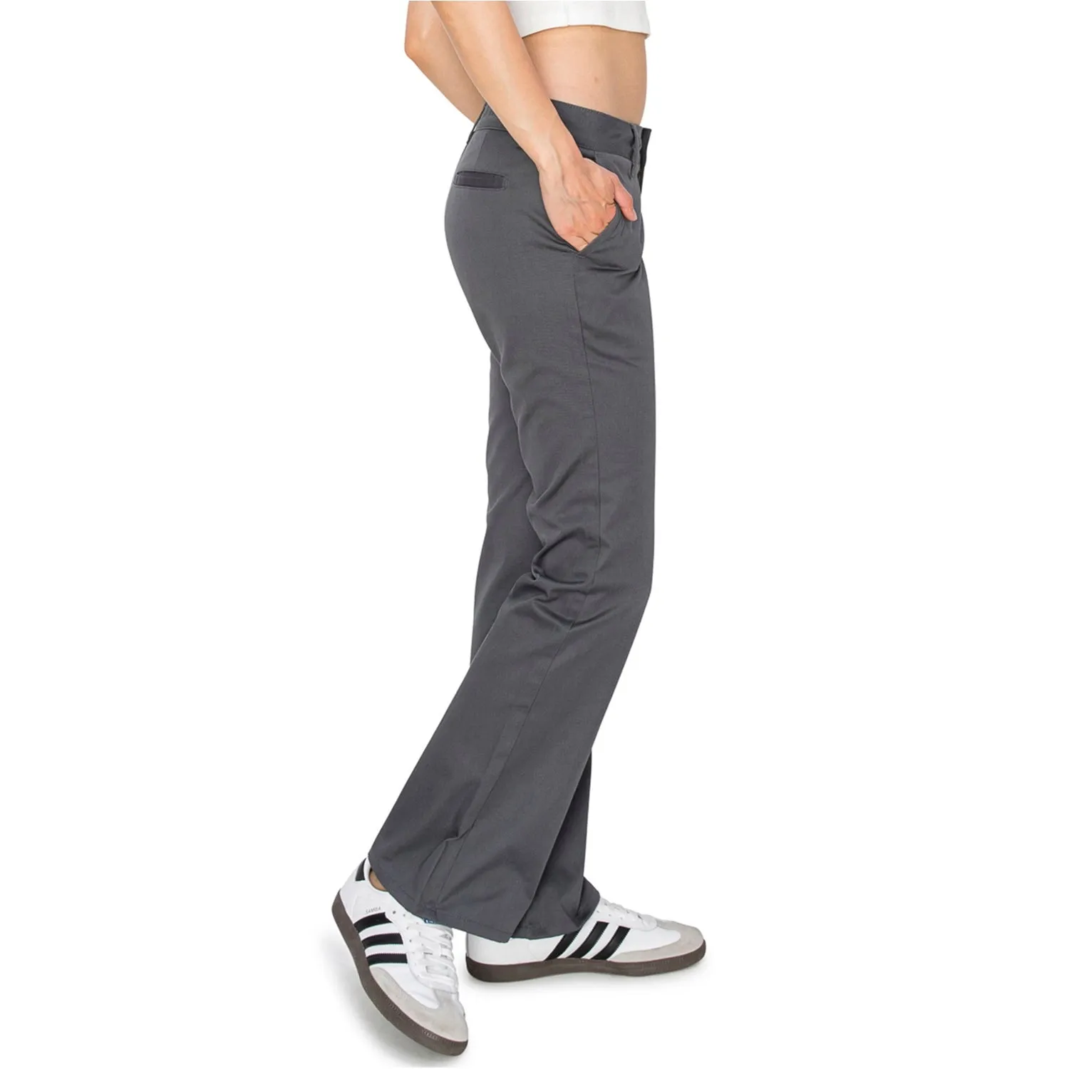 Low Rise Flared Leg Work Pants - Grey