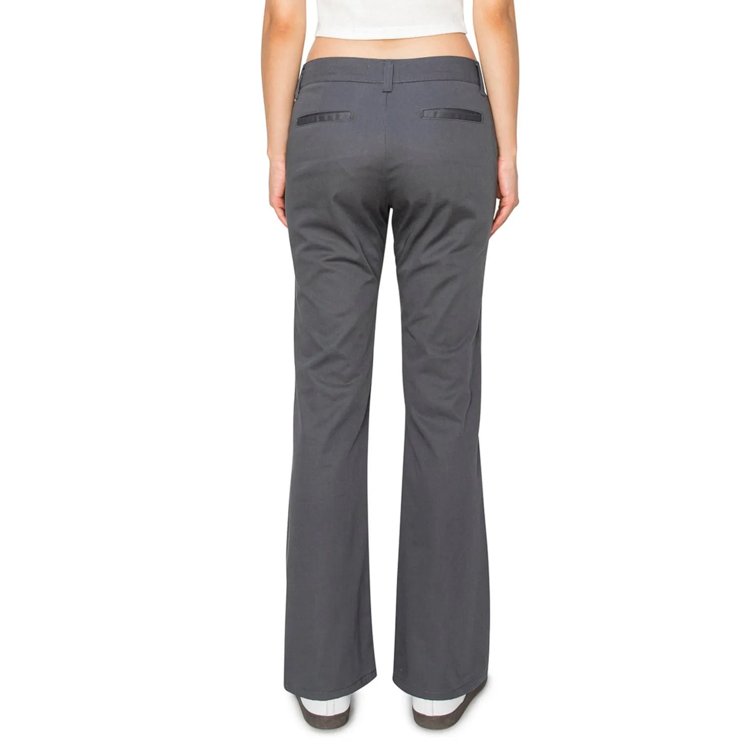 Low Rise Flared Leg Work Pants - Grey