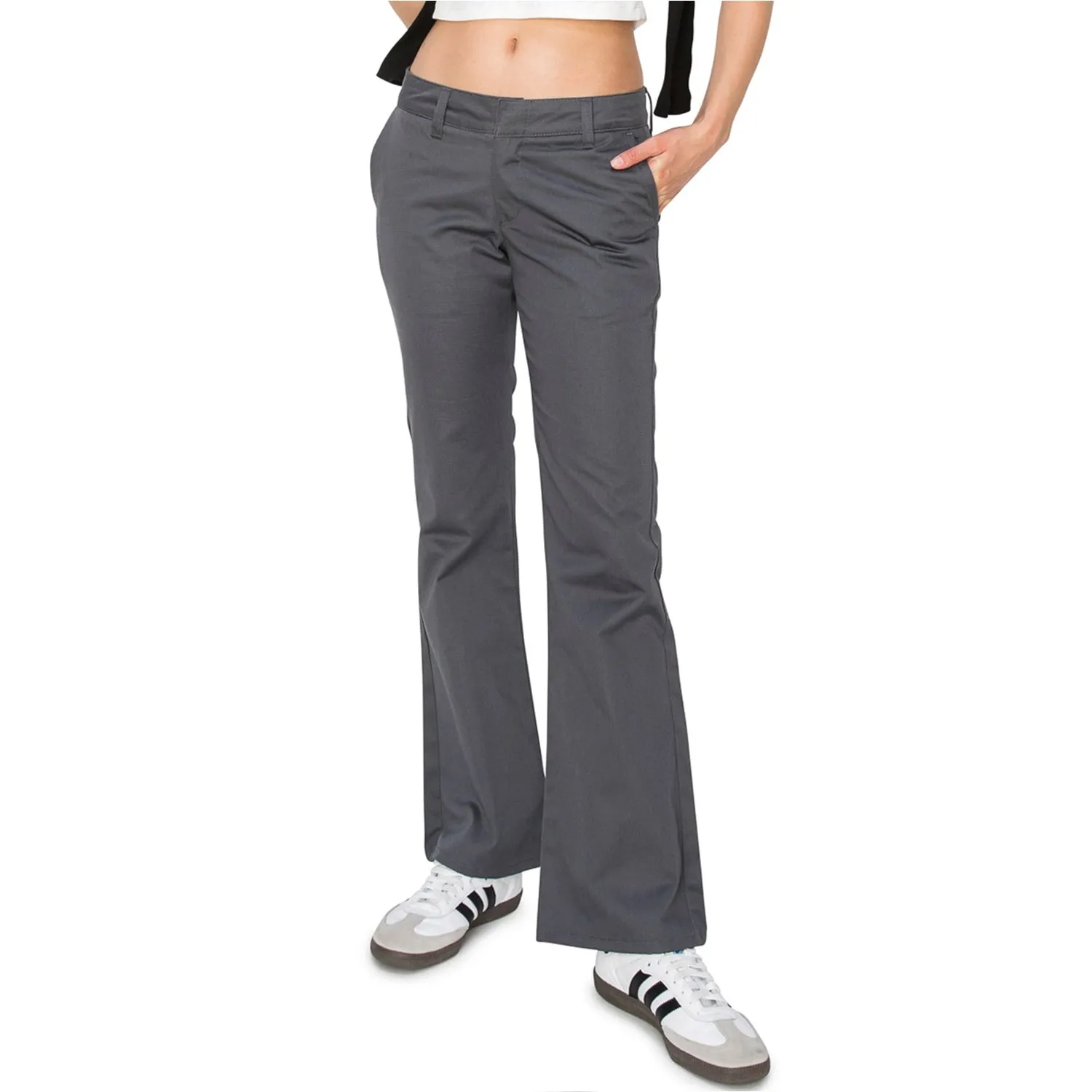 Low Rise Flared Leg Work Pants - Grey