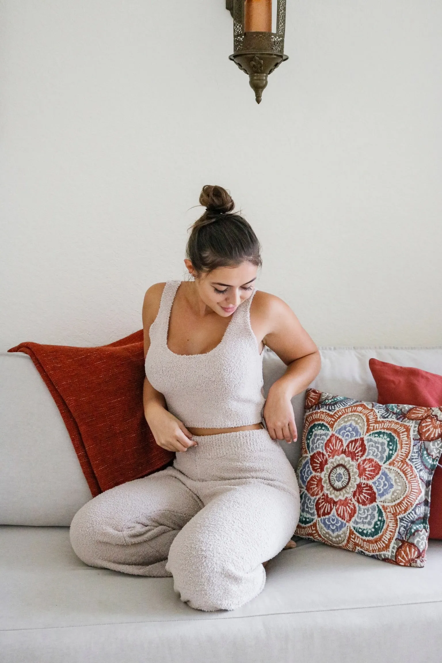 'Moonrise' Fuzzy Loungewear Set in Sand