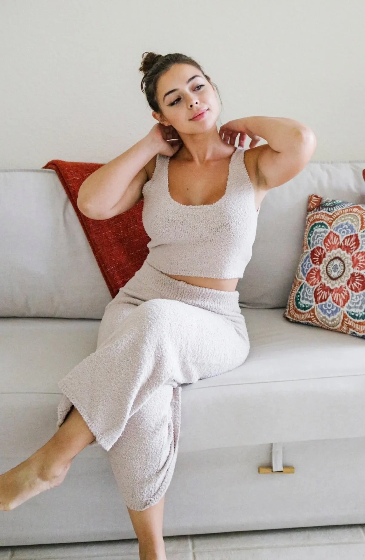 'Moonrise' Fuzzy Loungewear Set in Sand