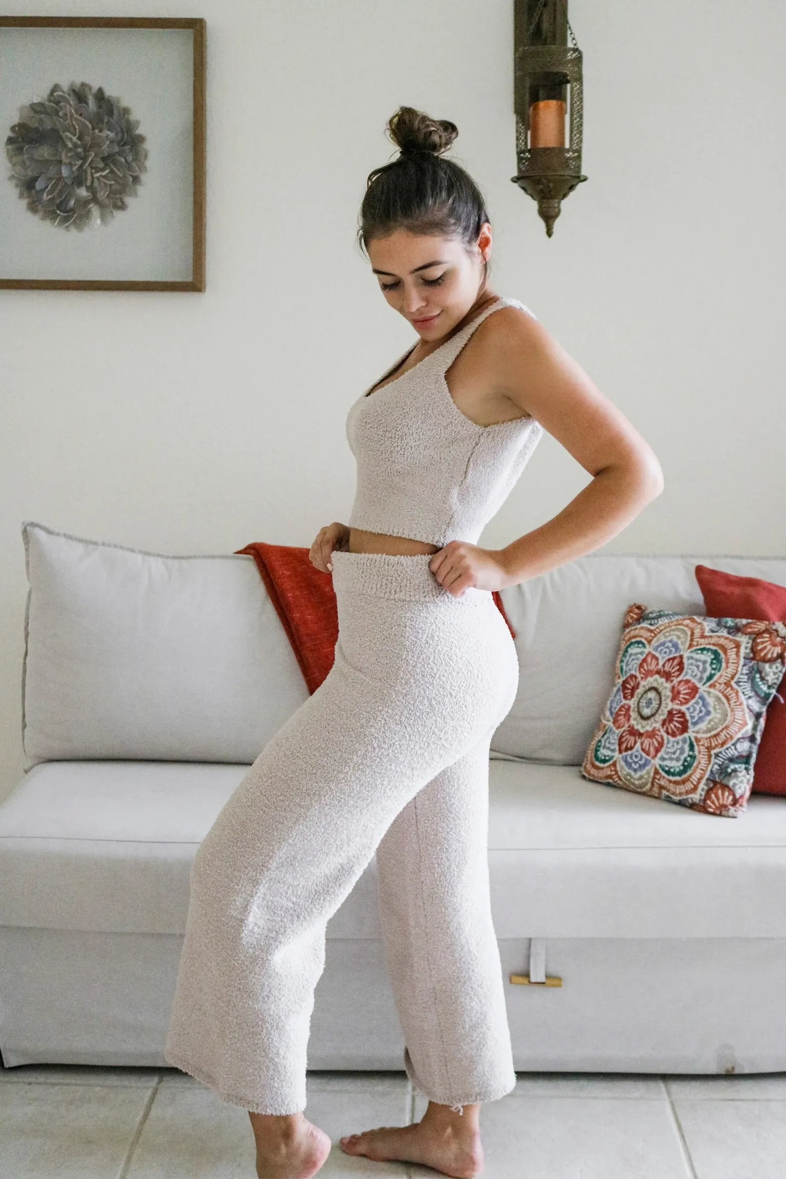 'Moonrise' Fuzzy Loungewear Set in Sand