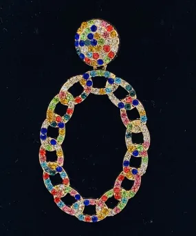 Multicolored Bling Hoops
