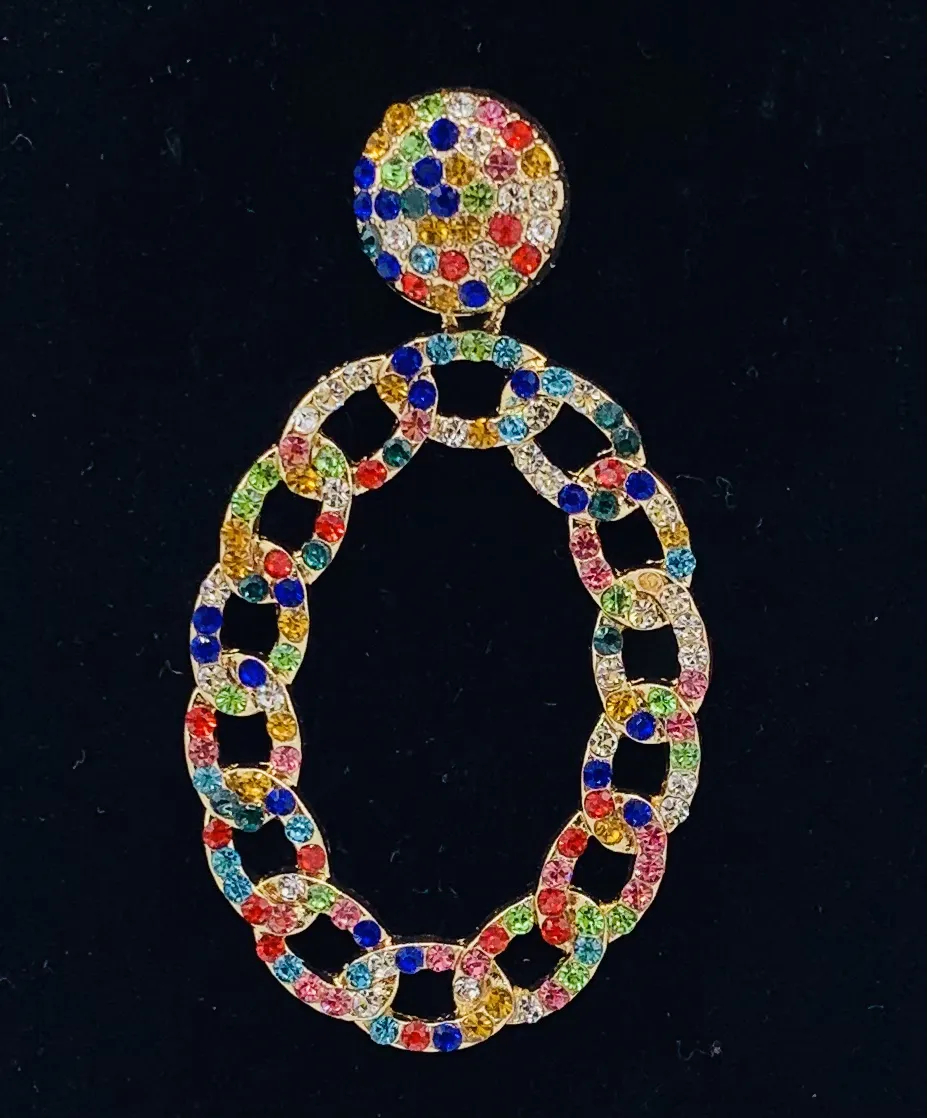 Multicolored Bling Hoops