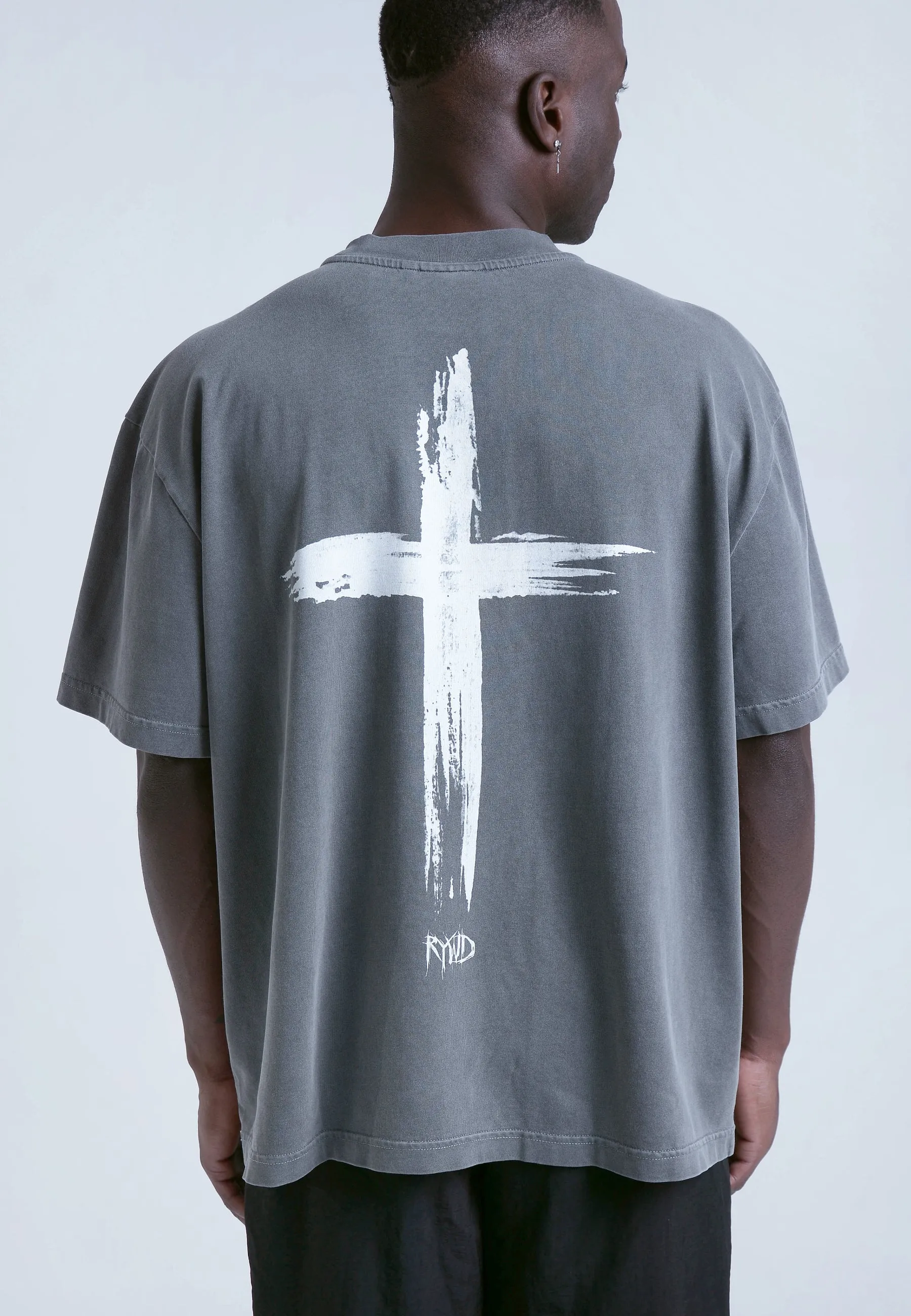 RYWD Cross T-Shirt stone washed grau