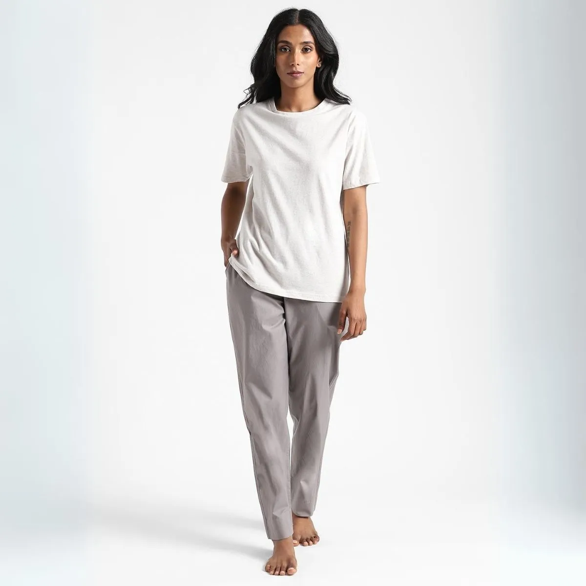 Women's Round Neck T-shirt | Cotton | Comfort Fit | Alabaster White