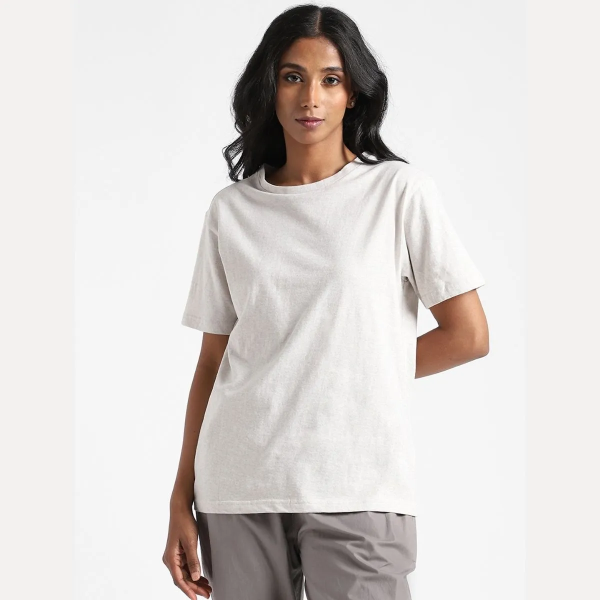 Women's Round Neck T-shirt | Cotton | Comfort Fit | Alabaster White