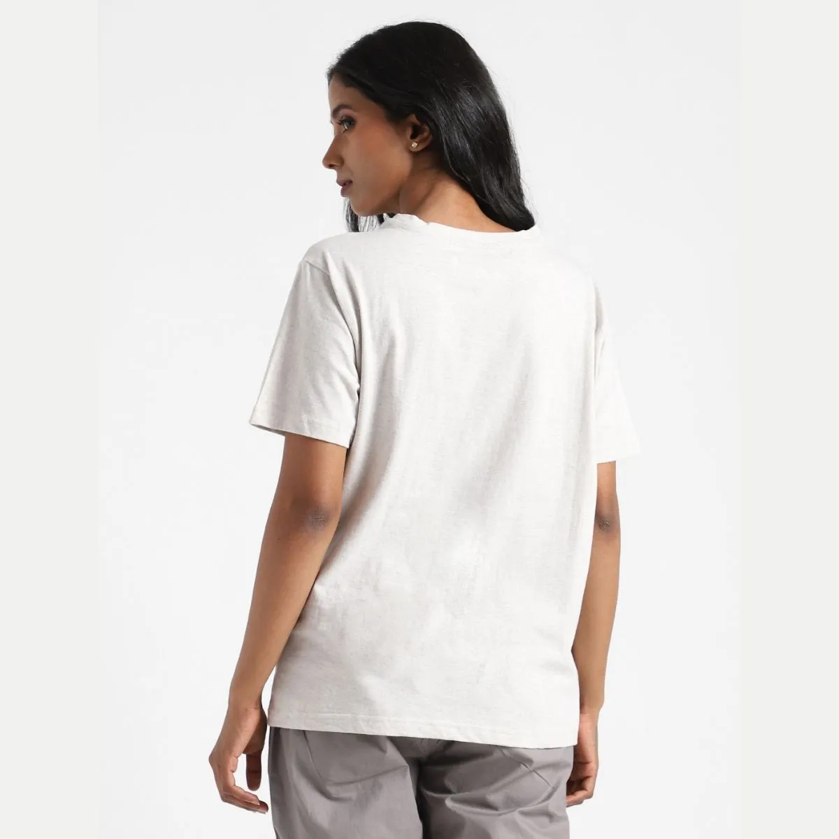 Women's Round Neck T-shirt | Cotton | Comfort Fit | Alabaster White